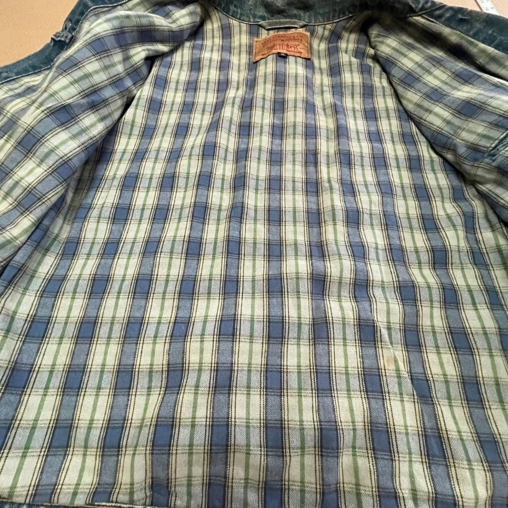Vintage 90s Levi's 70699-0289 Plaid Flannel Lined Denim Trucker Jacket Mens XL